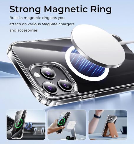 Magic John for iPhone 16 Pro Max Case [زر التحكم في الكاميرا] [متوافق مع Magsafe] الغطاء المقاوم للخدش ، مقاوم للصدمات العسكرية ، حالة هاتف مغناطيسي لـ iPhone 16 Pro Max 6.9 بوصة ، واضحة in Saudi Arabia