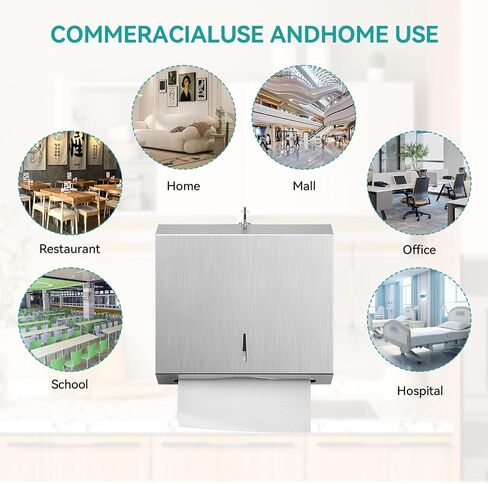 Paper Towel Dispenser Wall Mount, Brushed Stainless Steel Commercial Paper Towel Holder with Lock, Large Capacity 250 C Fold/300 Multifold Towels Tissue Holder Touchless Hand Towel Dispenser with Lock in Saudi Arabia
