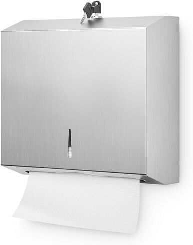 Paper Towel Dispenser Wall Mount, Brushed Stainless Steel Commercial Paper Towel Holder with Lock, Large Capacity 250 C Fold/300 Multifold Towels Tissue Holder Touchless Hand Towel Dispenser with Lock in Saudi Arabia