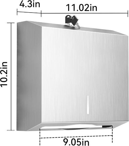 Paper Towel Dispenser Wall Mount, Brushed Stainless Steel Commercial Paper Towel Holder with Lock, Large Capacity 250 C Fold/300 Multifold Towels Tissue Holder Touchless Hand Towel Dispenser with Lock in Saudi Arabia