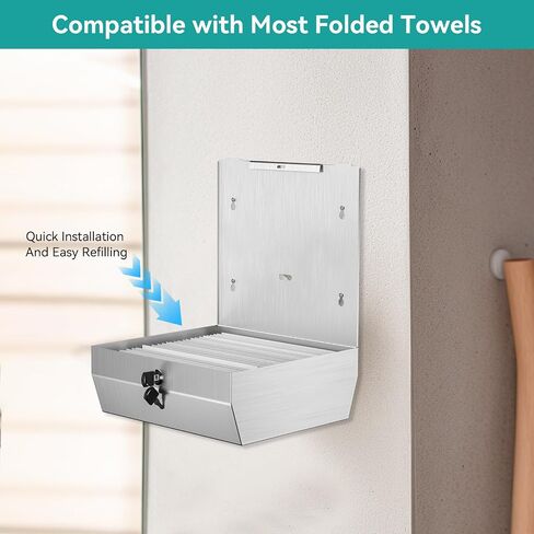 Paper Towel Dispenser Wall Mount, Brushed Stainless Steel Commercial Paper Towel Holder with Lock, Large Capacity 250 C Fold/300 Multifold Towels Tissue Holder Touchless Hand Towel Dispenser with Lock in Saudi Arabia