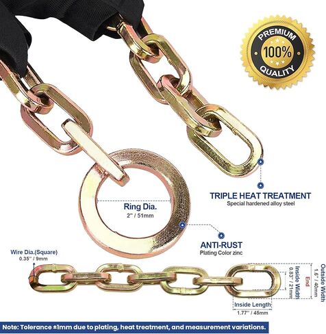 Heavy Duty Security Chain, 15ft x 3/8in Thick, Anti-Theft & Cut-Proof Motorcycle Chain with Cinch Ring - Secure Generators, Ebikes, & 2-Wheeled Vehicles in Saudi Arabia