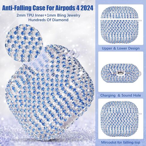 VISOOM Bling Case for Airpods Pro 2nd 1st Generation Case-Silver in Kuwait