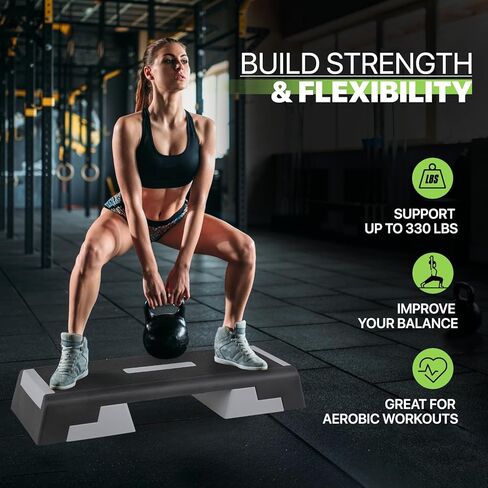 Aerobics Stepper Platform for Exercise Adjustable Compact Workout Step for Cardio, Core and Strength Training in Saudi Arabia