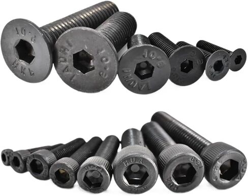 50-1000pcs M2 M2.5 M3 M4 M5 M6 M8 Din912 G12.9 Allen Hexagon Socket Screw DIN7991 Black Steel G10.9 Hex Socket Countersunk Screw(12.9 Cap Head Screw,12MM_M2(1000PCS)) in Saudi Arabia