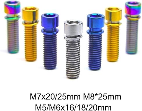 6pcs m5 m6 m7 m8*16/20mm titanium ti sti procks procks مع غسالة للدراجة الجذعية الدراسية سكوتر الفرامل (الذهب ، m5x18mm) in Saudi Arabia