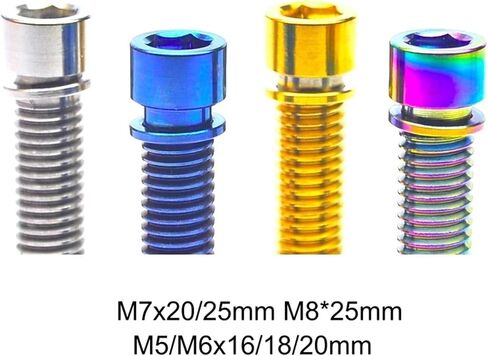6pcs m5 m6 m7 m8*16/20mm titanium ti sti procks procks مع غسالة للدراجة الجذعية الدراسية سكوتر الفرامل (الذهب ، m5x18mm) in Saudi Arabia