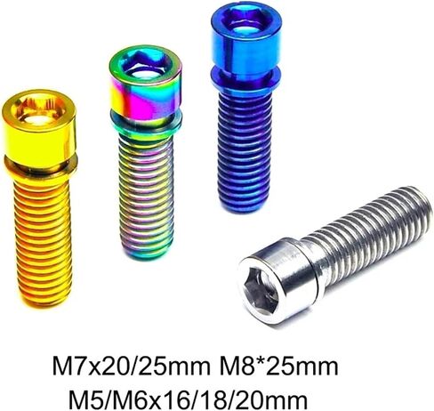 6pcs m5 m6 m7 m8*16/20mm titanium ti sti procks procks مع غسالة للدراجة الجذعية الدراسية سكوتر الفرامل (الذهب ، m5x18mm) in Saudi Arabia