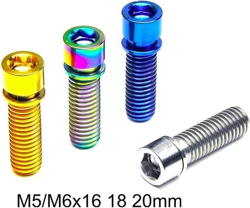 6pcs m5 m6 m7 m8*16/20mm titanium ti sti procks procks مع غسالة للدراجة الجذعية الدراسية سكوتر الفرامل (الذهب ، m5x18mm) in Saudi Arabia