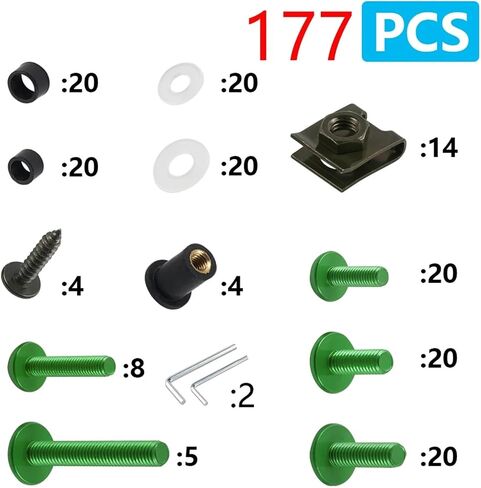 177pcs هدية البراغي مسامير دراجة نارية براغي الجسم المكسرات (أحمر) in Saudi Arabia