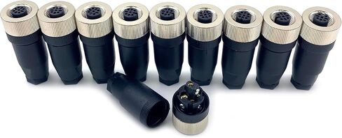 10 PCS M12 5 PIN رمز موصل أنثى ، 12 مم IP67 مقاوم للماء رمز الحقل الدائري الصناعي حقل محول غير قابل للتسجيل مستشعر نوع مستقيم لكابل PG7 125V 4A in Kuwait