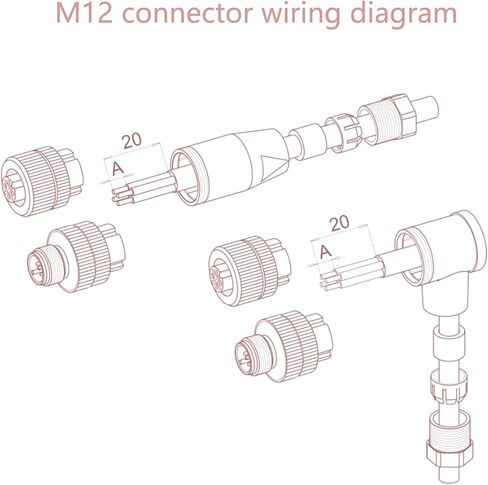 10 PCS M12 5 PIN رمز موصل أنثى ، 12 مم IP67 مقاوم للماء رمز الحقل الدائري الصناعي حقل محول غير قابل للتسجيل مستشعر نوع مستقيم لكابل PG7 125V 4A in Kuwait