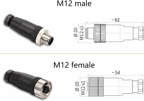 10 PCS M12 5 PIN رمز موصل أنثى ، 12 مم IP67 مقاوم للماء رمز الحقل الدائري الصناعي حقل محول غير قابل للتسجيل مستشعر نوع مستقيم لكابل PG7 125V 4A in Kuwait