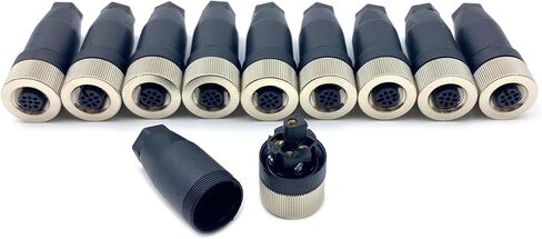 10 PCS M12 5 PIN رمز موصل أنثى ، 12 مم IP67 مقاوم للماء رمز الحقل الدائري الصناعي حقل محول غير قابل للتسجيل مستشعر نوع مستقيم لكابل PG7 125V 4A in Kuwait