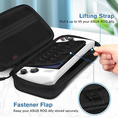 Fintie Case for ASUS ROG Ally X 2024 / ROG Ally 2023, Shockproof Protective Cover Hard Shell with Inner Pocket & 14 Game Card Slots (Black) in Saudi Arabia