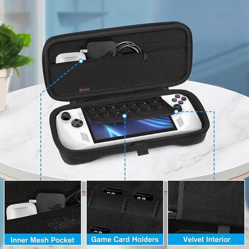 Fintie Case for ASUS ROG Ally X 2024 / ROG Ally 2023, Shockproof Protective Cover Hard Shell with Inner Pocket & 14 Game Card Slots (Black) in Saudi Arabia