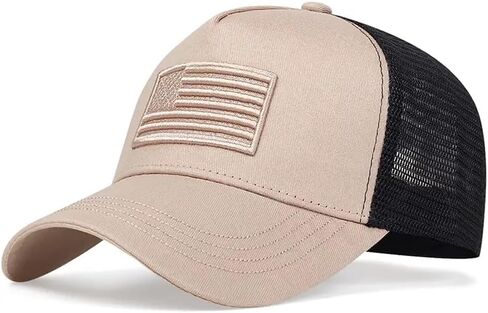 Mens American Flag Trucker Hat Breathable Mesh Baseball Cap Adjustable Low Profile Snapback Hat in Saudi Arabia