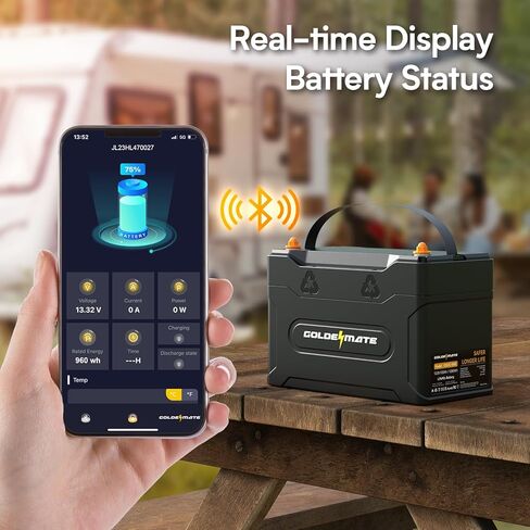 12V 100Ah Group 31 Bluetooth LiFePO4 Battery, IP67 Waterproof Lithium Battery, 5000+ Deep Cycles, Built-in 100A BMS, Perfect for RV, Solar System, Marine, Trolling Motor, Off-grid Setups in Kuwait