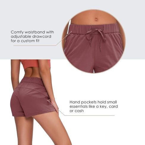 Women's Lightweight Hiking Athletic Shorts Yoga Lounge Active Workout Running Shorts Quick Dry Pants with Pockets 2.5" in Saudi Arabia