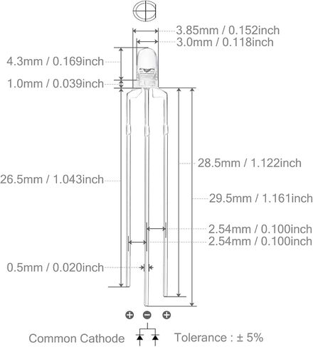 Chanzon 100 PCS 3MM 3MM LED LED مصابيح الصمام الثنائي LED شائعة (BICOLOR الشفافة الجولة) in Saudi Arabia