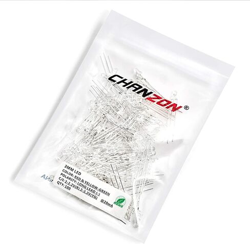Chanzon 100 PCS 3MM 3MM LED LED مصابيح الصمام الثنائي LED شائعة (BICOLOR الشفافة الجولة) in Saudi Arabia