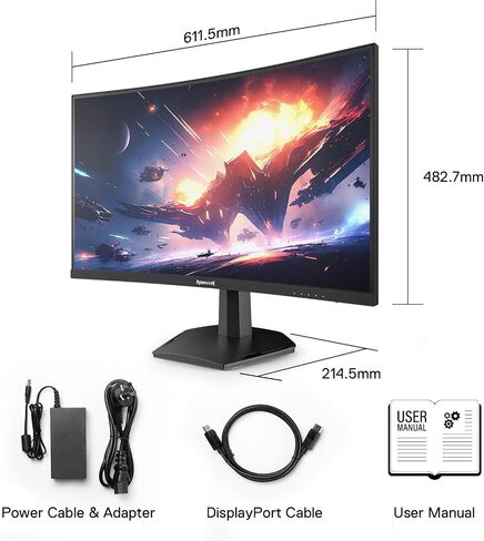 Redragon 27" 4K Flat Gaming Monitor - Mini-LED, UHD 3840x2560, 160Hz, 1ms Response Time, FreeSync Premium & G-Sync Compatibility, 105% NTSC, Tilt Adjustable, HDMI/DP/Type-C Compatible, VESA Wall Mount in Saudi Arabia