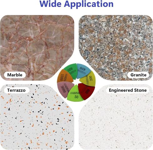 Diamond Triangle Polishing Pad, 80mm Resin Bond Hook and Loop Backing Pad for Granite Concrete Marble Stone, Grit 50-3000, 7PCS in Saudi Arabia