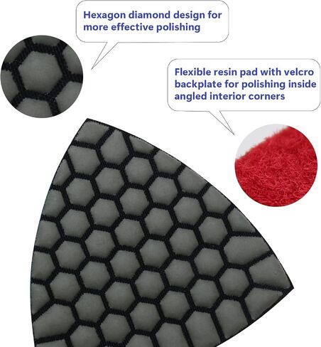 Diamond Triangle Polishing Pad, 80mm Resin Bond Hook and Loop Backing Pad for Granite Concrete Marble Stone, Grit 50-3000, 7PCS in Saudi Arabia