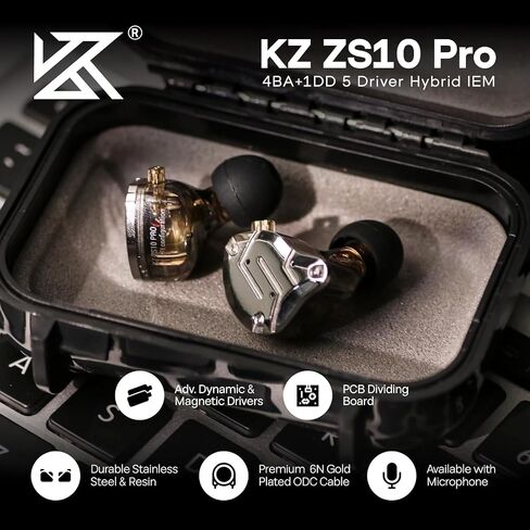 KZ ZS10 PRO In-OER Monitor 4BA+1DD HYBRID 5 PROVERSERS HIFI BASS NOIGE DOPERANTORE in Kuwait
