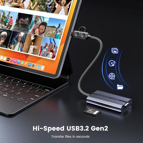 SD 4.0 Card Reader, UHS-II USB C SD Card Reader, 2-in-1 SD/TF Adapter, USB 3.2 Gen 2 Memory Card Adapter for SD 4.0, Micro SD, SDHC, SDXC, UHS-I, UHS-II, MMC, RS-MMC and More in Kuwait