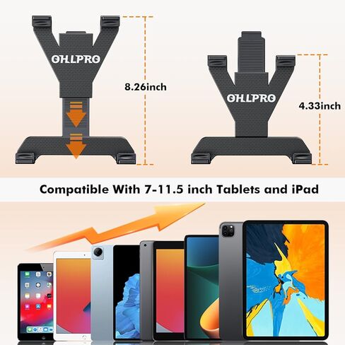 OHLPRO Tablet Wall Mount Holder, iPad Wall Mount for 7–11" Tablets, 360° Dual Ball Head Arm, Screw Mounted Base, Adjustable Tablet Stand for Kitchen, Gym, Office, Bathroom, Warehouse in Kuwait
