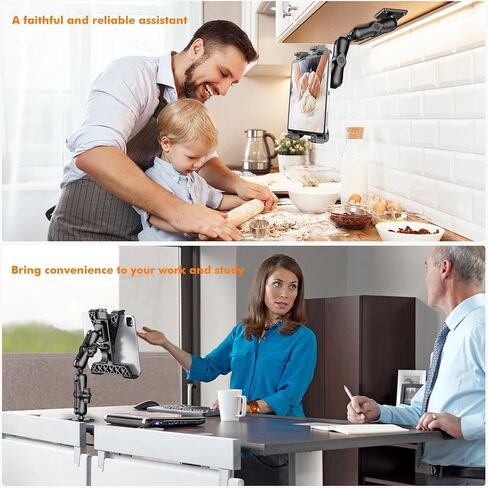 OHLPRO Tablet Wall Mount Holder, iPad Wall Mount for 7–11" Tablets, 360° Dual Ball Head Arm, Screw Mounted Base, Adjustable Tablet Stand for Kitchen, Gym, Office, Bathroom, Warehouse in Kuwait