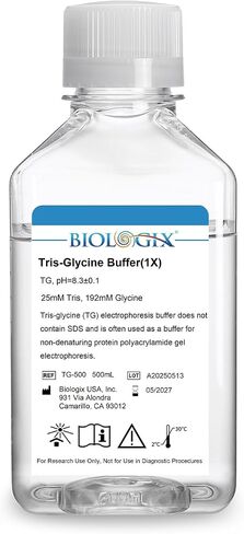 TG electrophoresis Buffer (10x) ، Tris-glycine Transfer Buffer للبقع الغربية والمواد الهلامية الأصلية ، الرقم الهيدروجيني 8.3 ، 500 مل/زجاجة ، زجاجة واحدة in Kuwait