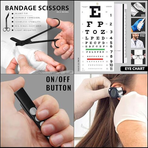 مجموعة تشخيصية متعددة الأغراض للاختبارات العصبية ، EMT و Eye Excl ، الإيقاع المنعكس Taylor Hammer + Penllight + Tuning Fork C 128 C 512 + Scissors 5.5 " in Saudi Arabia