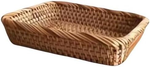 سلة تخزين Rattan الخام 9.8 "منظم طبيعي - صينية غير منسوجة يدويًا لمطبخ المزرعة ، ديكور طاولة المدخل والمقهى (8.3" x6.7 "x2.4") in Saudi Arabia