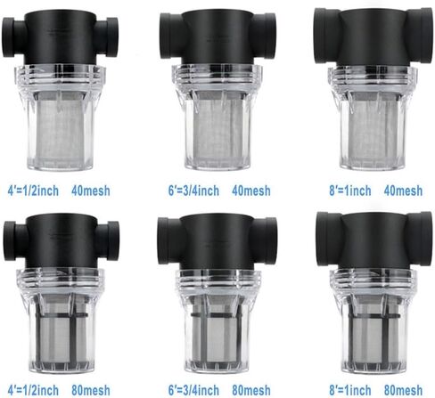 مضخة المياه مضخة مرشح مصفاة الشبكة 40/80 شاشة شبكة لنظام الري في الحديقة مع 1/2 3/4 1 بوصة موصل الخيط الإناث شفاف (3/4inch 40 شبكة) in Kuwait