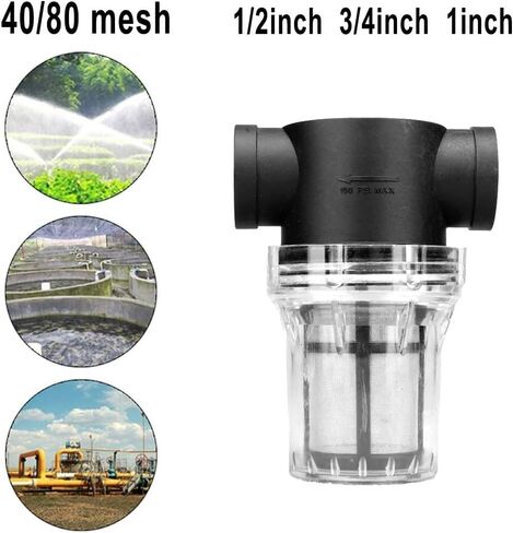 مضخة المياه مضخة مرشح مصفاة الشبكة 40/80 شاشة شبكة لنظام الري في الحديقة مع 1/2 3/4 1 بوصة موصل الخيط الإناث شفاف (3/4inch 40 شبكة) in Kuwait