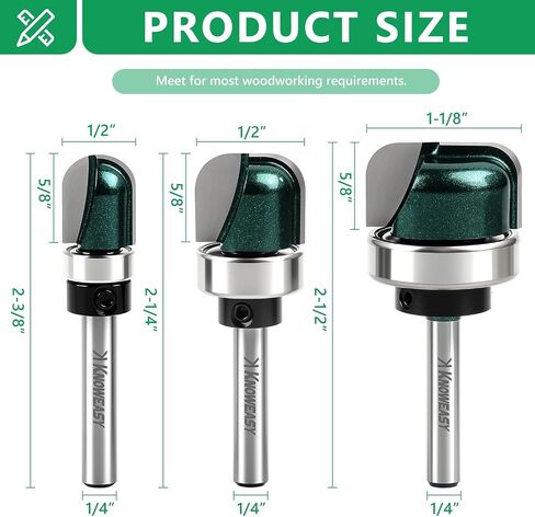 know know flush trim triw router pret مع دليل دليل على الأعمال الخشبية ، وأجزاء النمط المستقيمة تمنع الهزيمة ، وأداة قطع طحن القالب المهنية للحواف السلسة والقطع النظيفة in Kuwait
