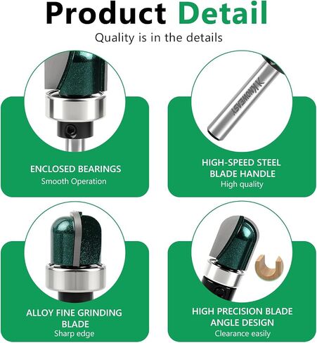 know know flush trim triw router pret مع دليل دليل على الأعمال الخشبية ، وأجزاء النمط المستقيمة تمنع الهزيمة ، وأداة قطع طحن القالب المهنية للحواف السلسة والقطع النظيفة in Kuwait