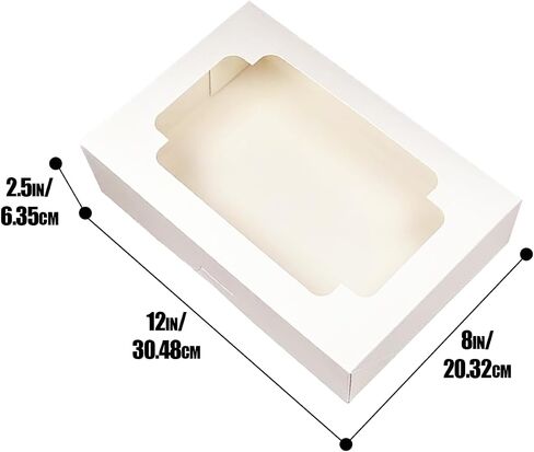 qiqee 9x6x2.5 بوصة مربع ملف تعريف الارتباط الأبيض مع نافذة 15pcs معكرون مخبز مربع للتغليف in Saudi Arabia