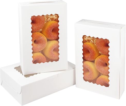 qiqee 9x6x2.5 بوصة مربع ملف تعريف الارتباط الأبيض مع نافذة 15pcs معكرون مخبز مربع للتغليف in Kuwait