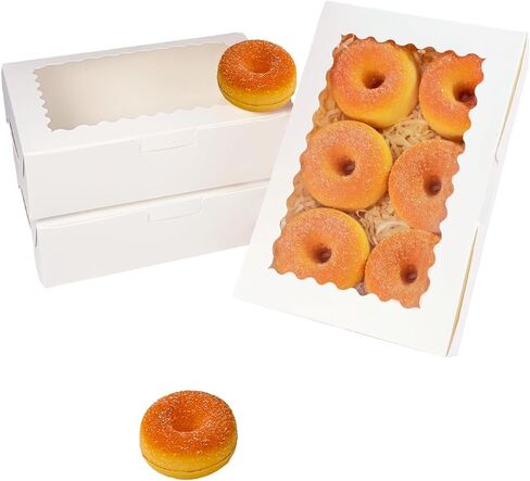 qiqee 9x6x2.5 بوصة مربع ملف تعريف الارتباط الأبيض مع نافذة 15pcs معكرون مخبز مربع للتغليف in Kuwait