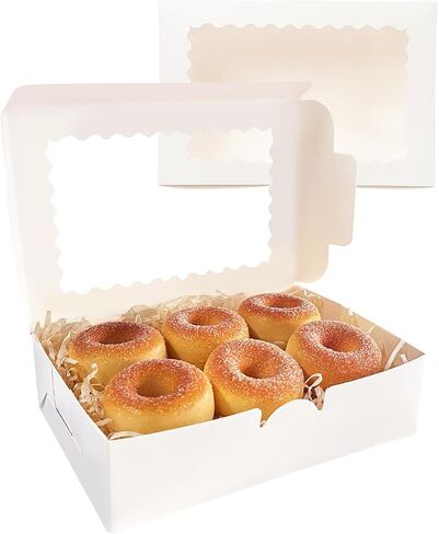 qiqee 9x6x2.5 بوصة مربع ملف تعريف الارتباط الأبيض مع نافذة 15pcs معكرون مخبز مربع للتغليف in Kuwait