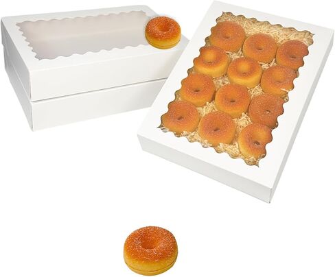 qiqee 9x6x2.5 بوصة مربع ملف تعريف الارتباط الأبيض مع نافذة 15pcs معكرون مخبز مربع للتغليف in Kuwait