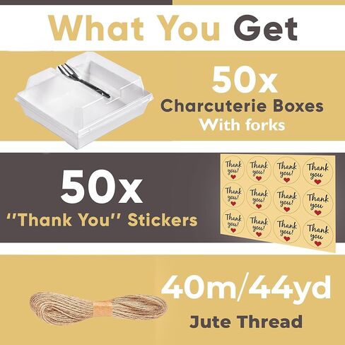 50 Pack Small Individual Charcuterie Boxes with Clear Lids and Forks - To Go Paper Mini Charcuterie Box, Disposable Food Containers, 5Inch Dessert Boxes for Cookie, Cake Slice, Strawberries in Saudi Arabia