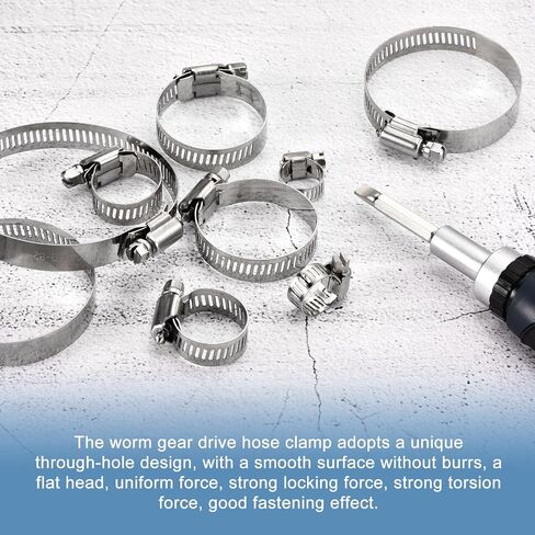 uxcell 1 Pcs Hose Clamps, Stainless Steel 13-3/4"- 15 3/4"(350-400mm) Adjustable Worm Gear Drive Hose Clamps Pipe Clamp for Plumbing Dishwasher Automotive Washing Machine, Silver in Saudi Arabia