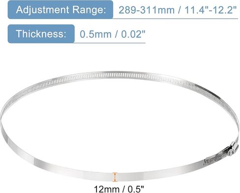 uxcell 1 Pcs Hose Clamps, Stainless Steel 13-3/4"- 15 3/4"(350-400mm) Adjustable Worm Gear Drive Hose Clamps Pipe Clamp for Plumbing Dishwasher Automotive Washing Machine, Silver in Saudi Arabia