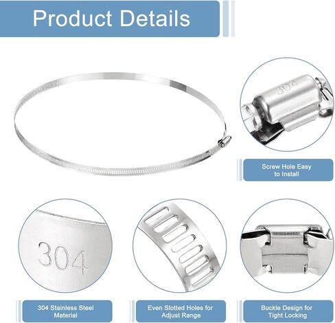uxcell 1 Pcs Hose Clamps, Stainless Steel 13-3/4"- 15 3/4"(350-400mm) Adjustable Worm Gear Drive Hose Clamps Pipe Clamp for Plumbing Dishwasher Automotive Washing Machine, Silver in Saudi Arabia