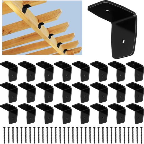 12 PCS BLACK PERGOLA HARFWARE CHFTER CLIPS GLVANISED STEEL RAFTER BRACKETS HERRICANE CLIPS BRACKETS مع مسامير لعريشة الخشب ، شعاع الأخشاب ، رافعة السقف (2 بوصة) in Kuwait