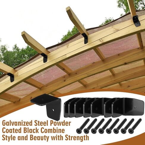 12 PCS BLACK PERGOLA HARFWARE CHFTER CLIPS GLVANISED STEEL RAFTER BRACKETS HERRICANE CLIPS BRACKETS مع مسامير لعريشة الخشب ، شعاع الأخشاب ، رافعة السقف (2 بوصة) in Kuwait